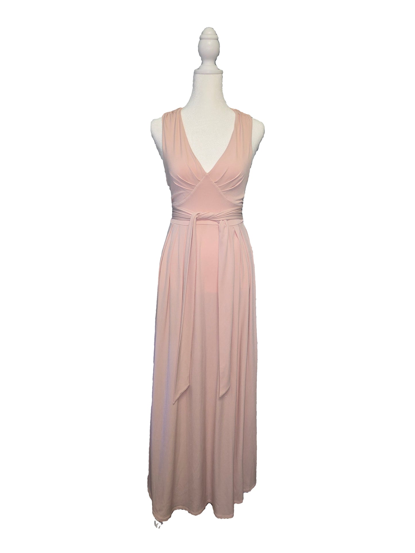Soft Pink Deep V Maxi Dress Small
