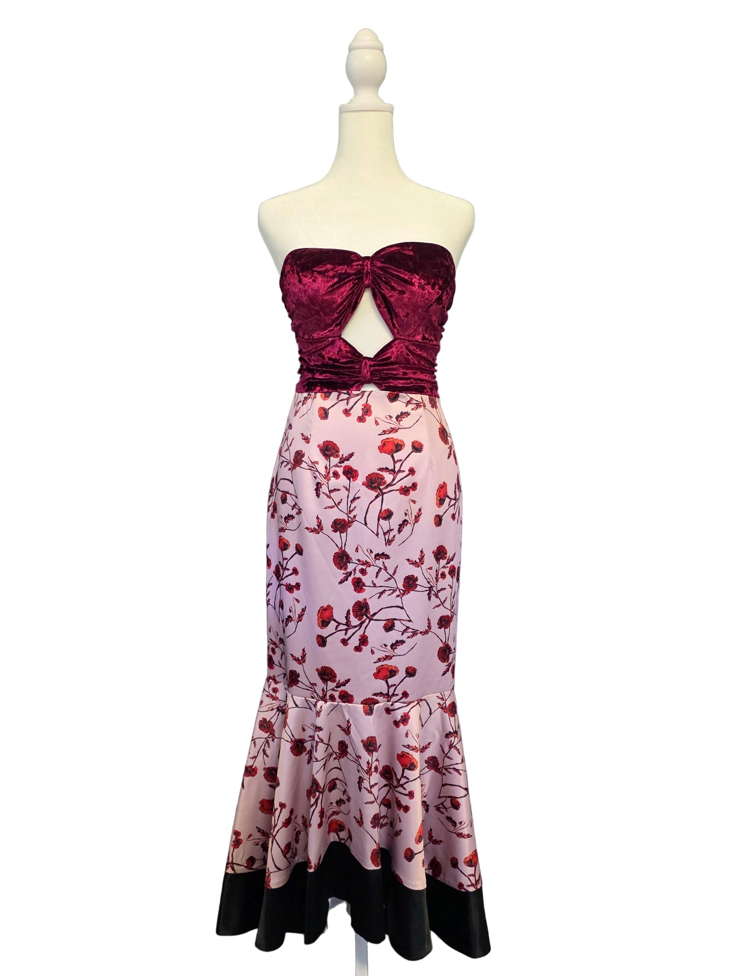 Floral Velvet Cocktail Dress Size 4