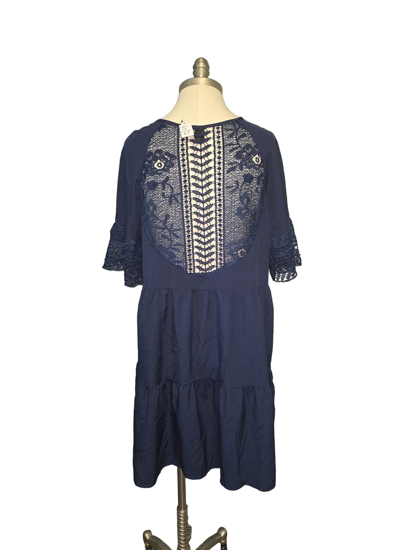 Dark Blue Lace Mini Dress Large