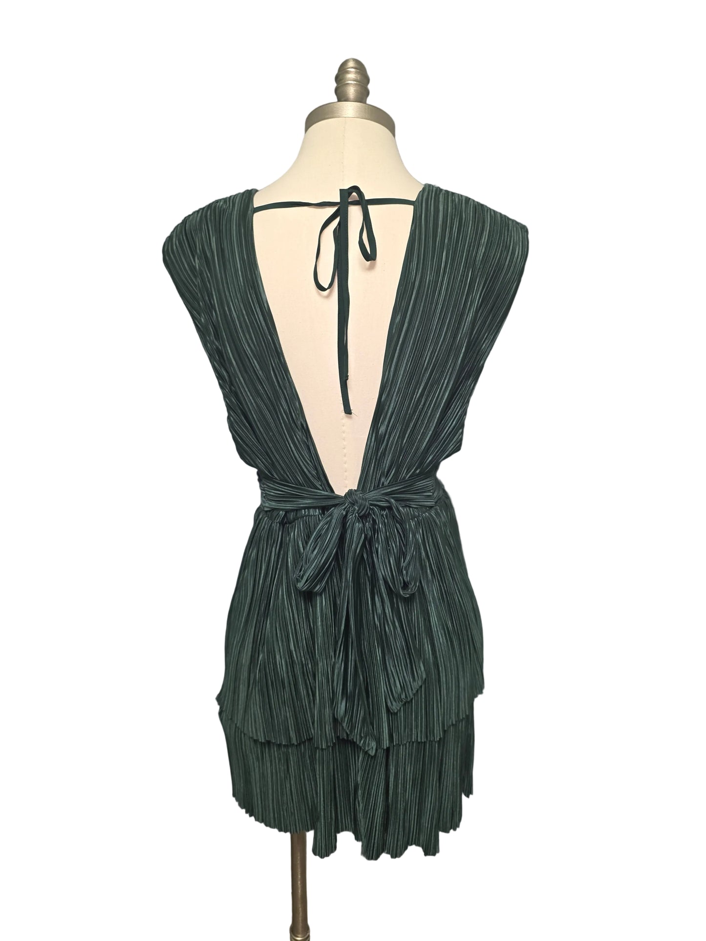 XL Green Silky Formal Mini Dress