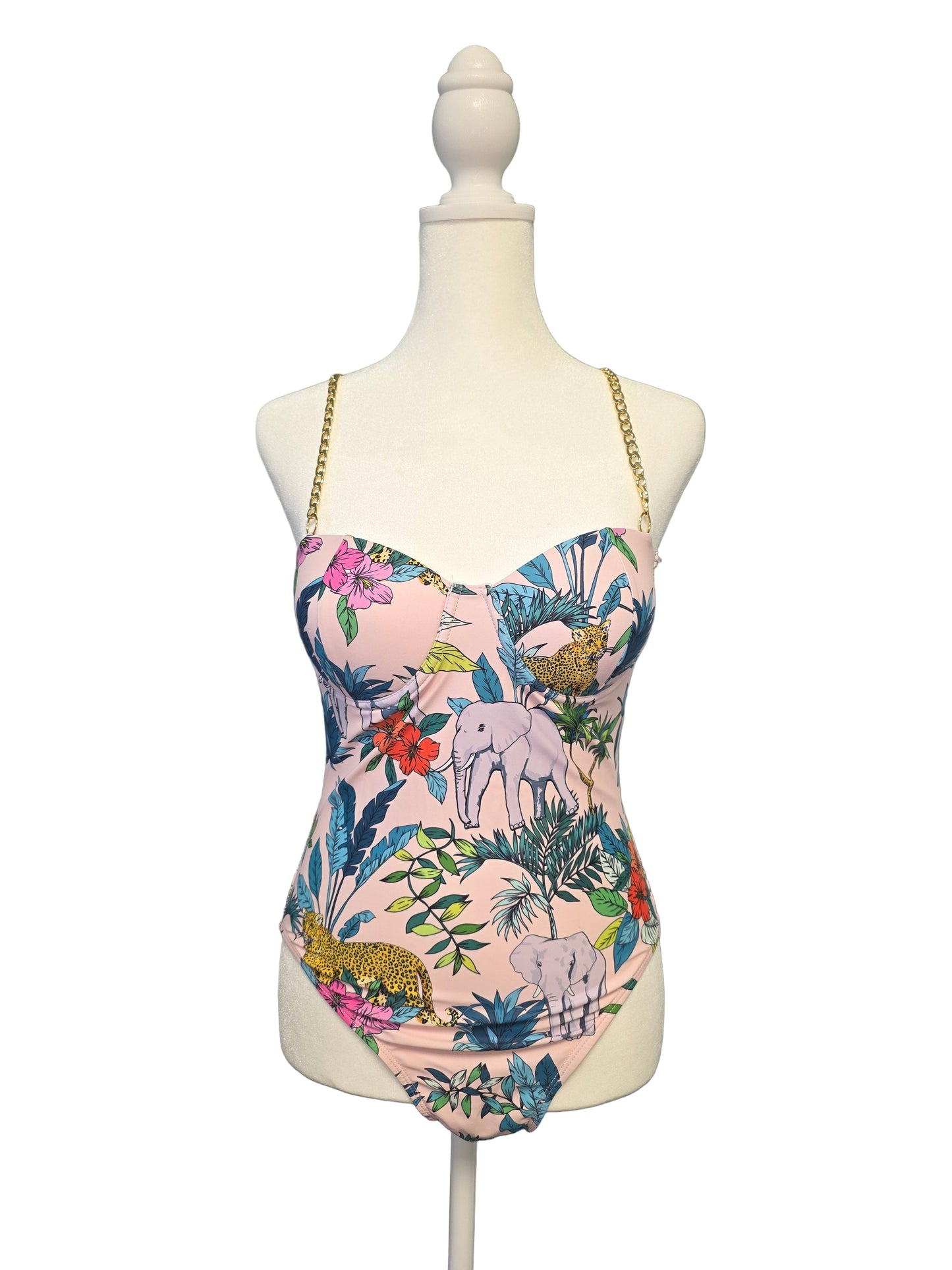 Jungle One Piece Swimsuit Chain Straps Medium