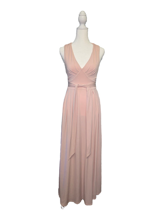 Soft Pink Deep V Maxi Dress Small