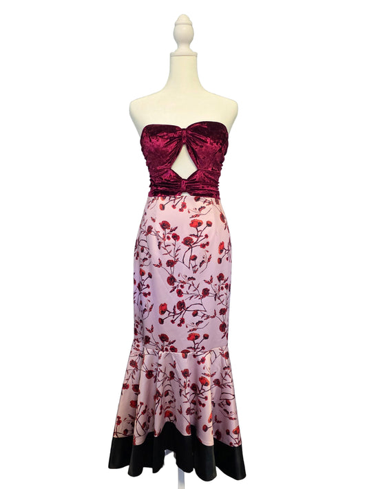 Floral Velvet Cocktail Dress Size 4