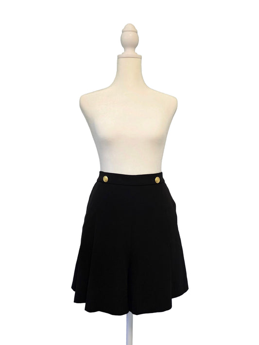 H&M Black Satin Shorts High-Waisted Front Button Medium