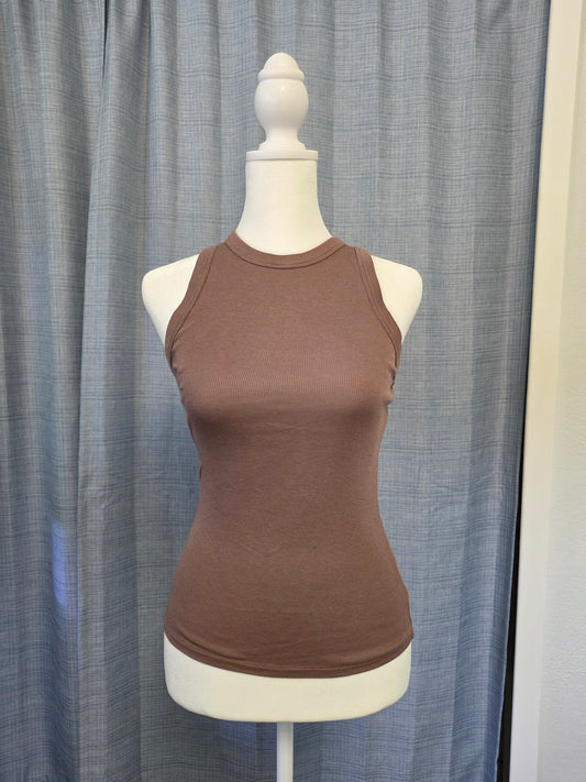 Small Ribbed Taupe Tank Top
