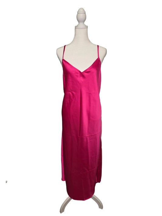 XL Bright Pink Silk Midi Dress NWT