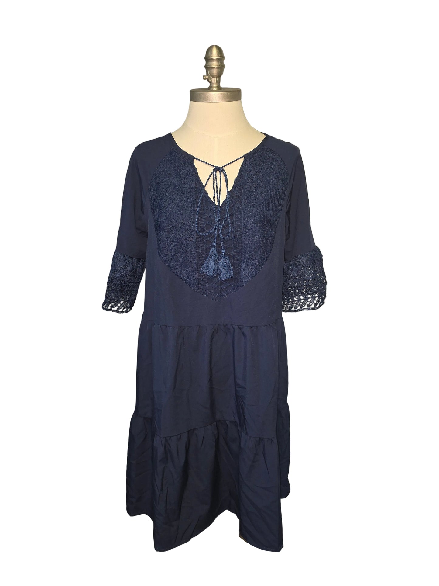 Dark Blue Lace Mini Dress Large