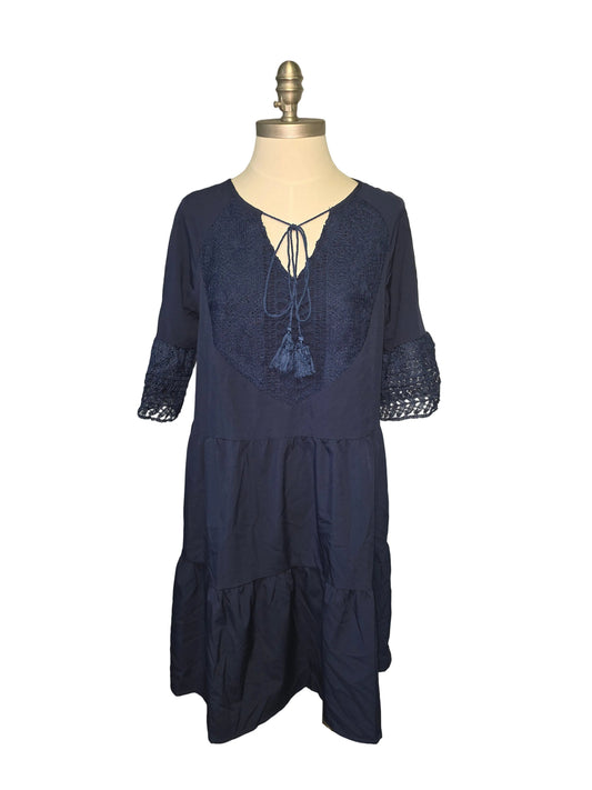 Dark Blue Lace Mini Dress Large