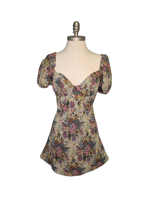 XL Vintage Inspired Floral Mini Dress, Built in Underwire