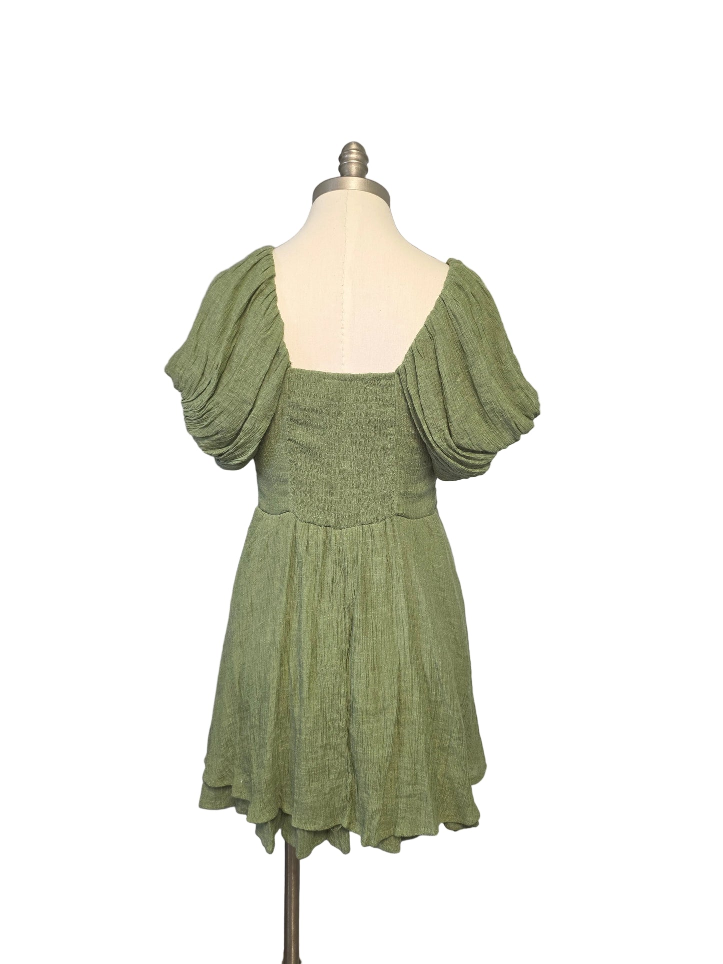 Sage Green Large Flowy Mini Dress Linen