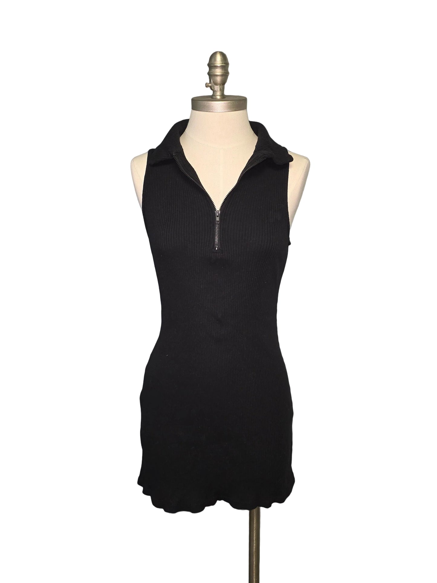 Medium/Large Black Stretch Ribbed Mini Tennis Golf Dress