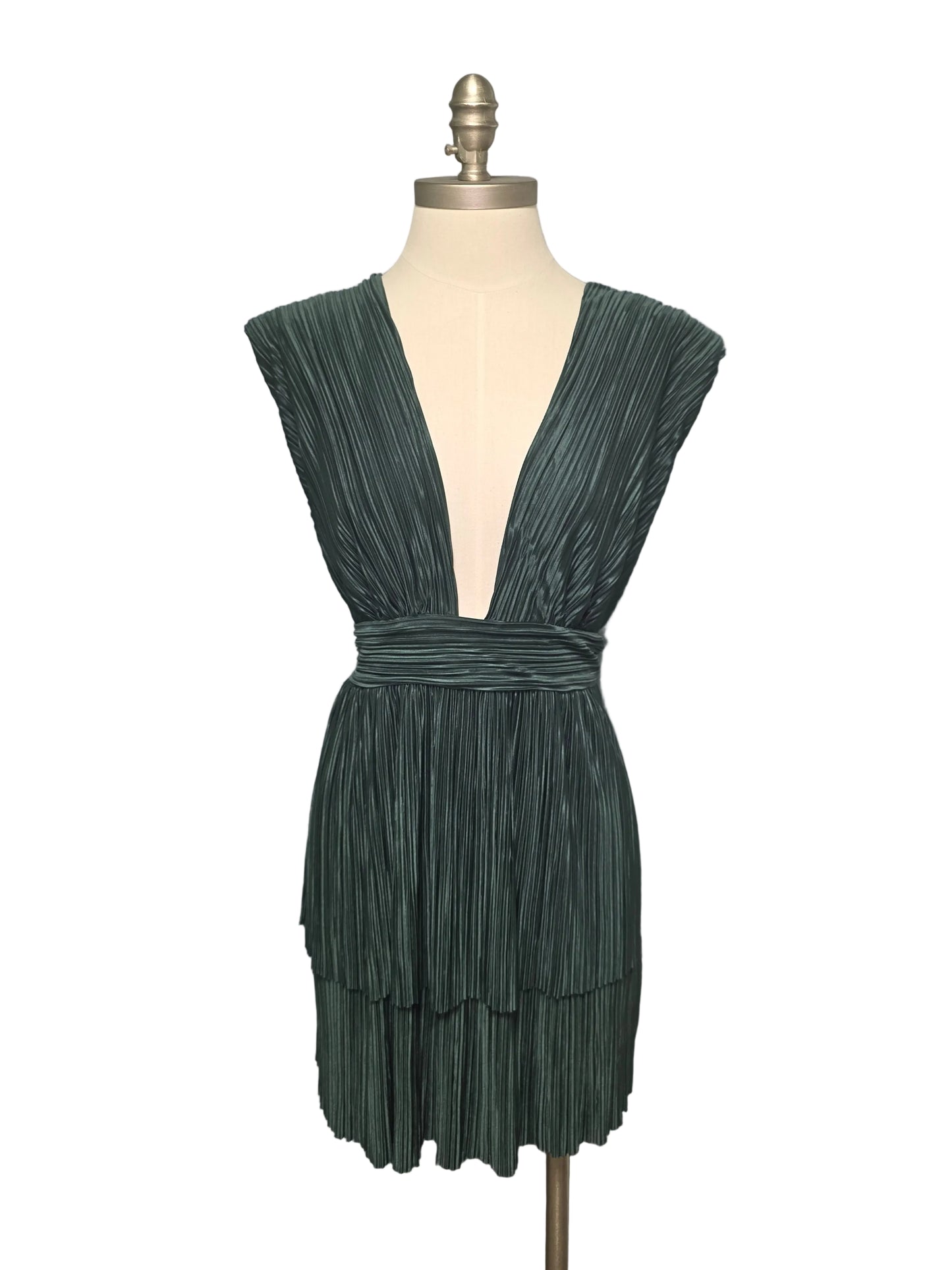 XL Green Silky Formal Mini Dress