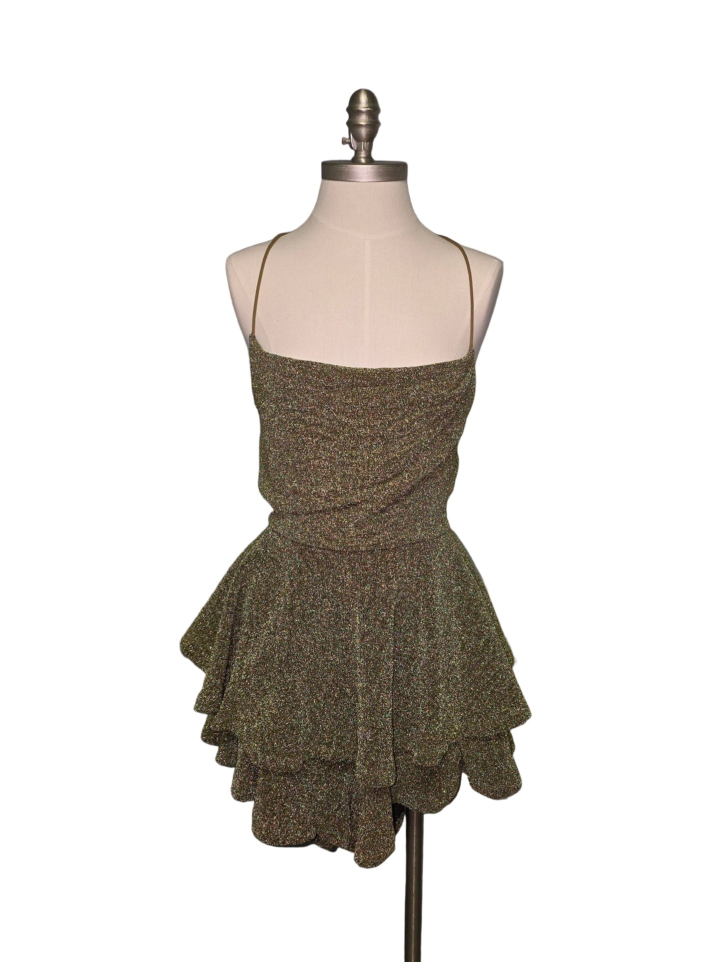 XL New With Tags Gold Sparkly Mini Dress Open Back