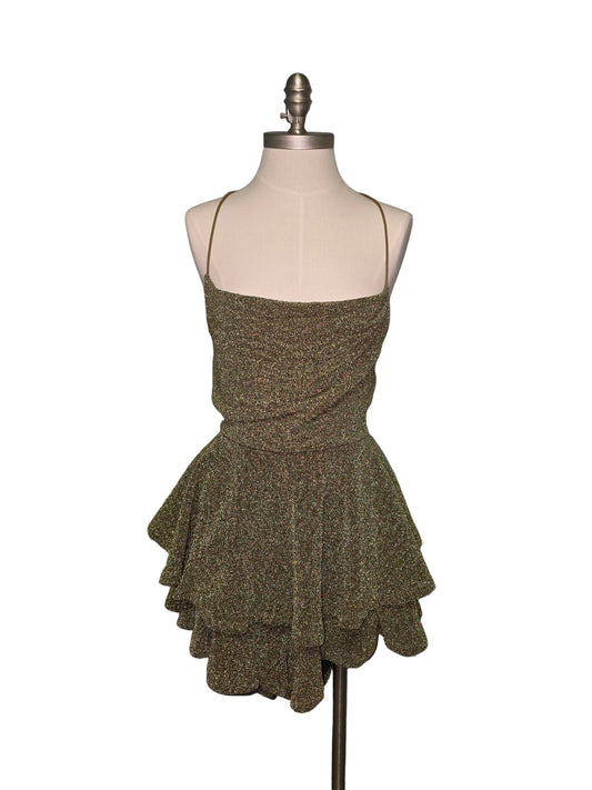 XL New With Tags Gold Sparkly Mini Dress Open Back