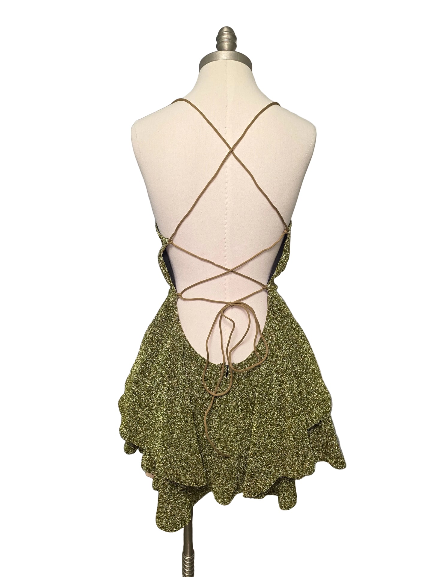 XL New With Tags Gold Sparkly Mini Dress Open Back