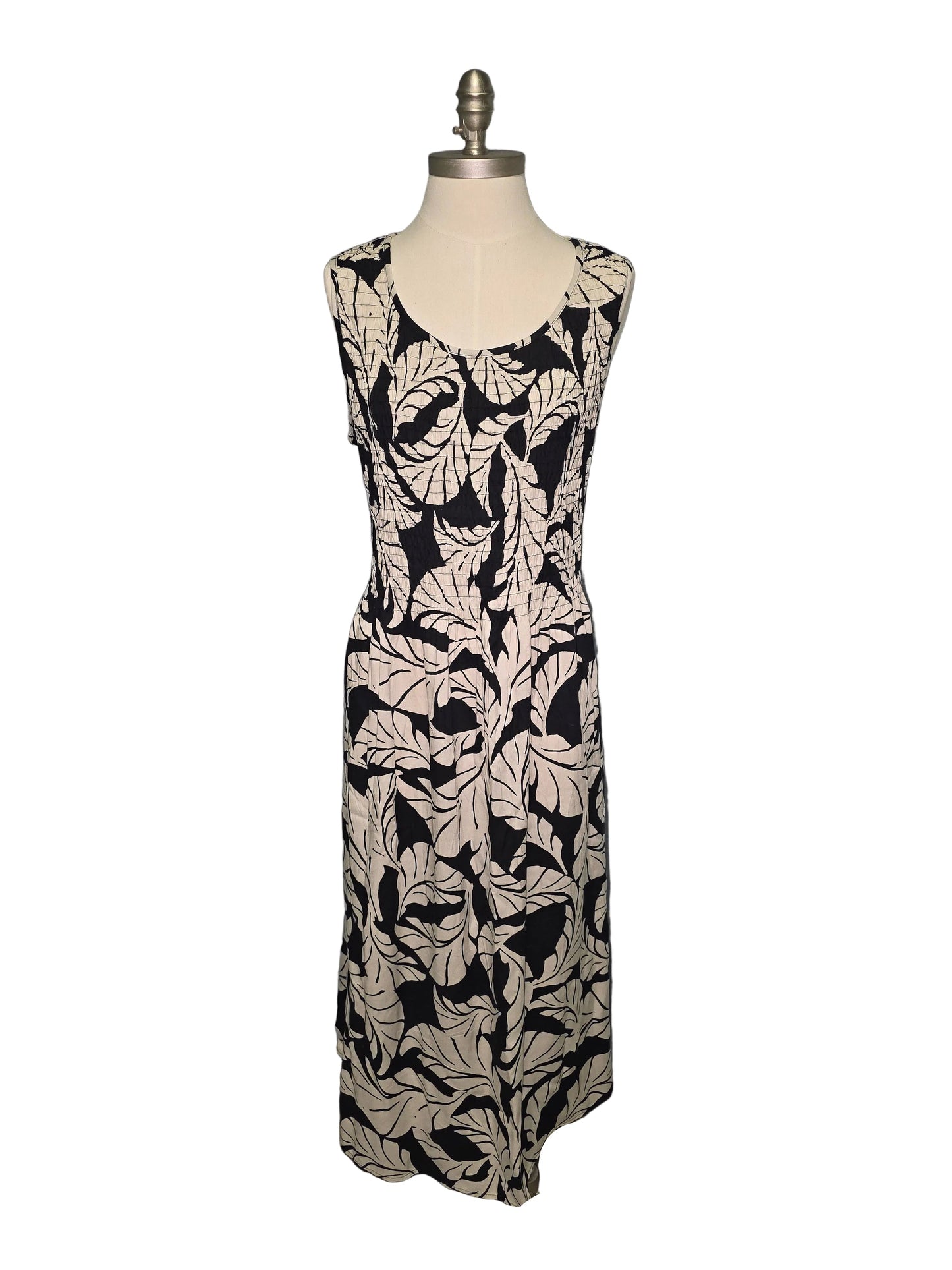 XL Black Patterned Maxi Dress with Pockets