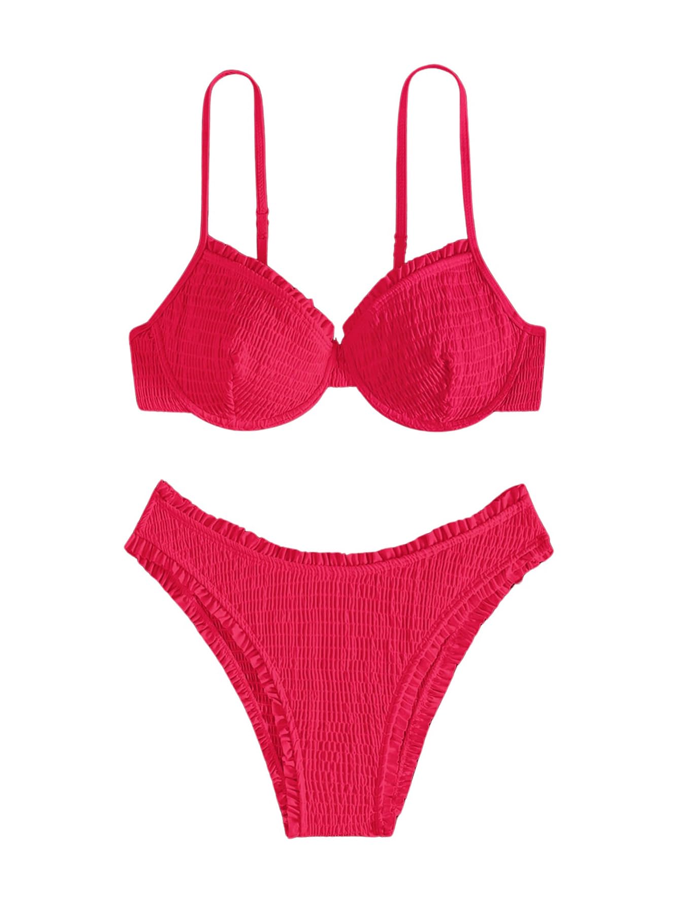 Brazilian Bikini Two Piece Swimsuit Large Neon Coral