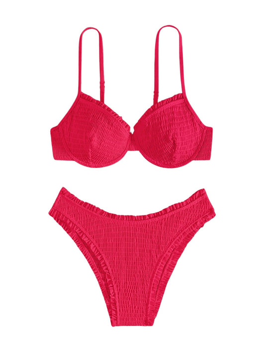 Brazilian Bikini Two Piece Swimsuit Large Neon Coral