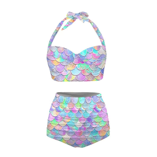 High Waisted Bikini Sets Two Piece Tummy Control Swimsuit Large