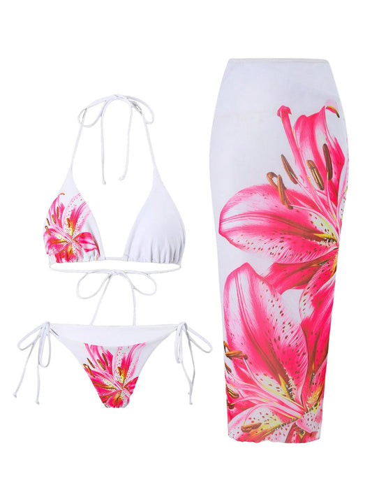 XL Two Piece Bikini Set with Sheer Skirt