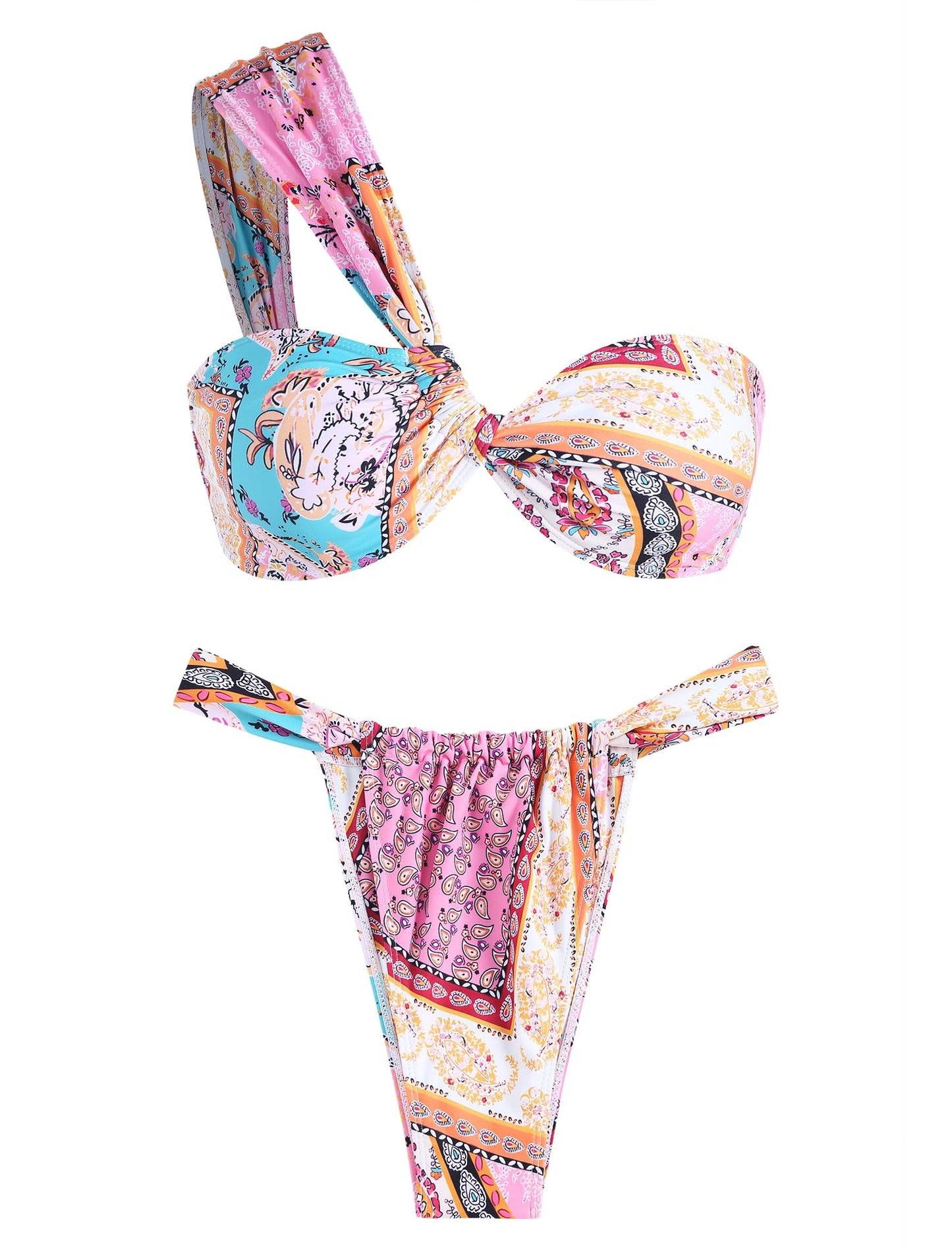 Multicolored Two Piece Swim Suit Set Small