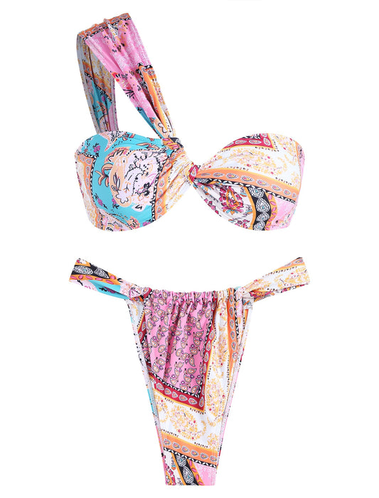 Multicolored Two Piece Swim Suit Set Small
